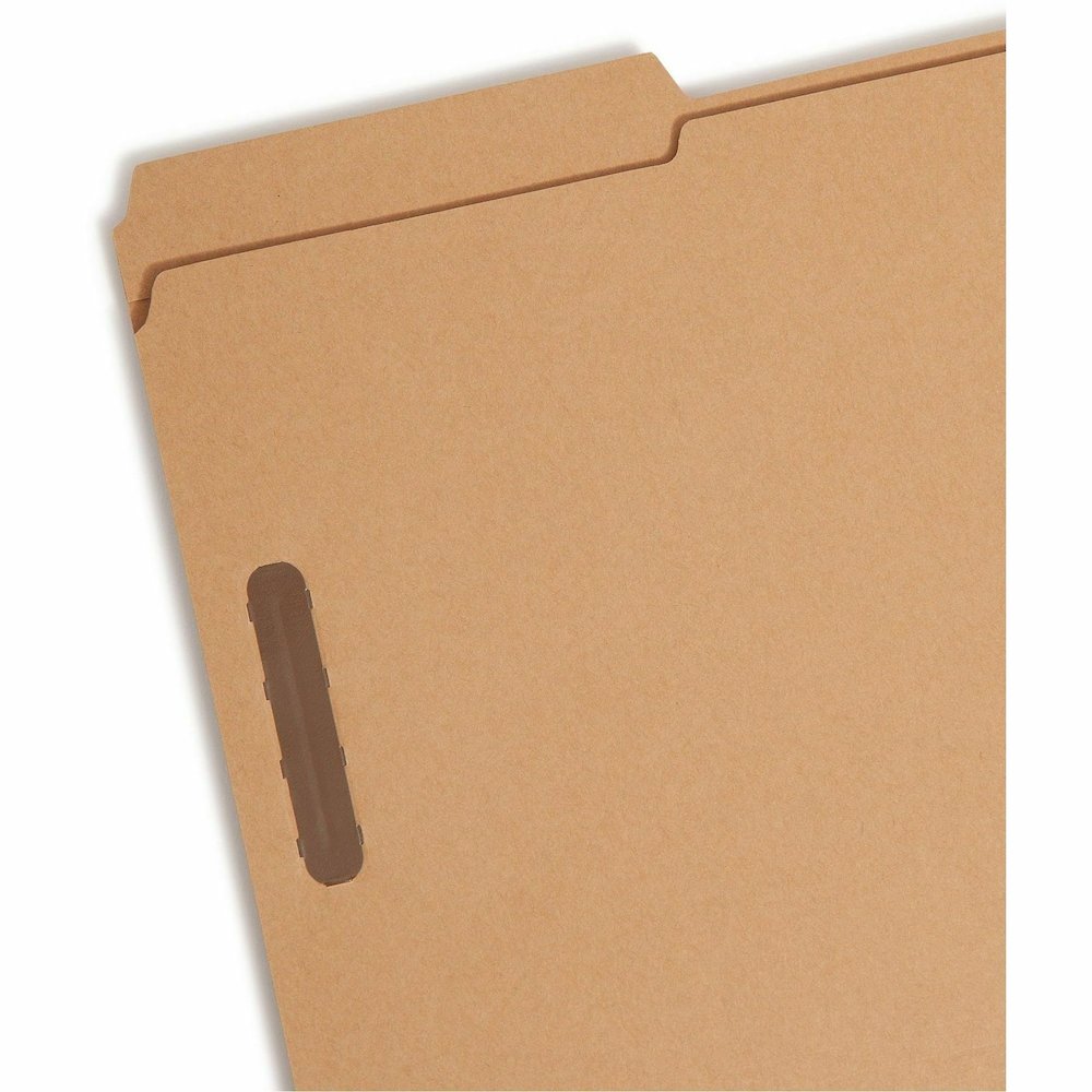 Smead 1/3 Tab Cut Legal Recycled Fastener Folder - 8 1/2" x 14" - 3/4" Expansion - 2 x 2K Fastener - 2" for Folder - Top Tab Location - Assorted Tab Position - 11 pt. - 2 Plys - Kraft - Reinforced Tab. Picture 10