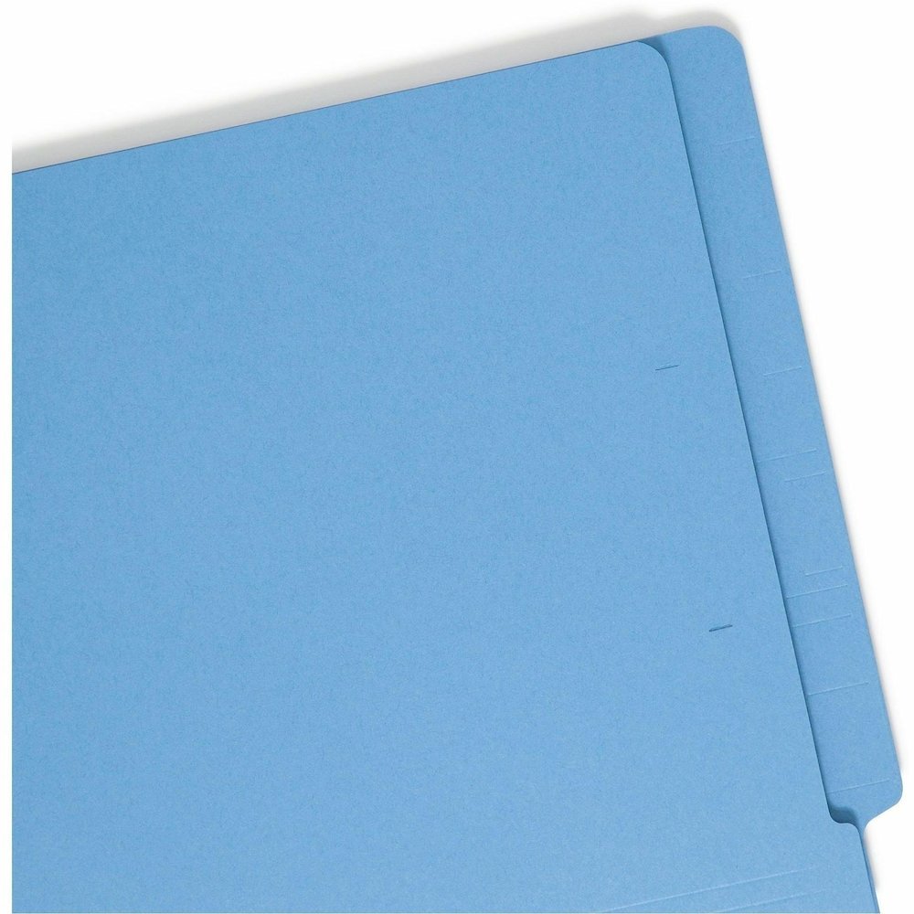 Smead Shelf-Master Straight Tab Cut Letter Recycled End Tab File Folder - 8 1/2" x 11" - 3/4" Expansion - 11 pt. - 2 Plys - Blue - Heavy Duty, Reinforced Tab - 10% Recycled - 100 / Box. Picture 11
