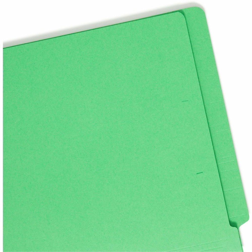 Smead Shelf-Master Straight Tab Cut Letter Recycled Fastener Folder - 8 1/2" x 11" - 3/4" Expansion - 2 x 2B Fastener - 2" for Folder - End Tab Location - 11 pt. - 2 Plys - Green - Heavyweight - 10% R. Picture 8