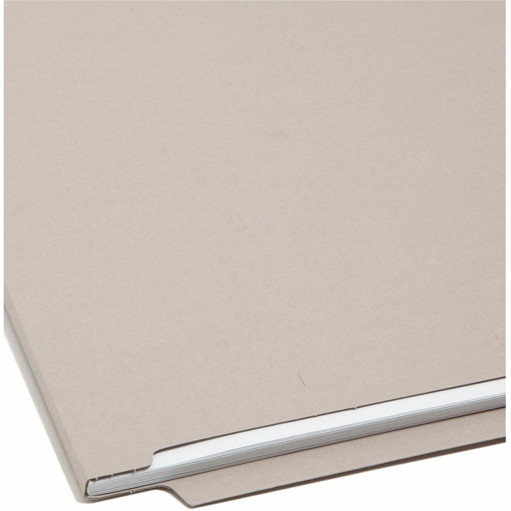 Smead Shelf-Master Straight Tab Cut Letter Recycled End Tab File Folder - 8 1/2" x 11" - 3/4" Expansion - 11 pt. - 2 Plys - Gray - Heavy Duty, Reinforced Tab - 10% Recycled - 100 / Box. Picture 10