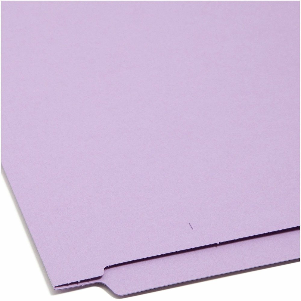 Smead Shelf-Master Straight Tab Cut Letter Recycled End Tab File Folder - 8 1/2" x 11" - 3/4" Expansion - 11 pt. - 2 Plys - Lavender - Heavy Duty, Reinforced Tab - 10% Recycled - 100 / Box. Picture 10