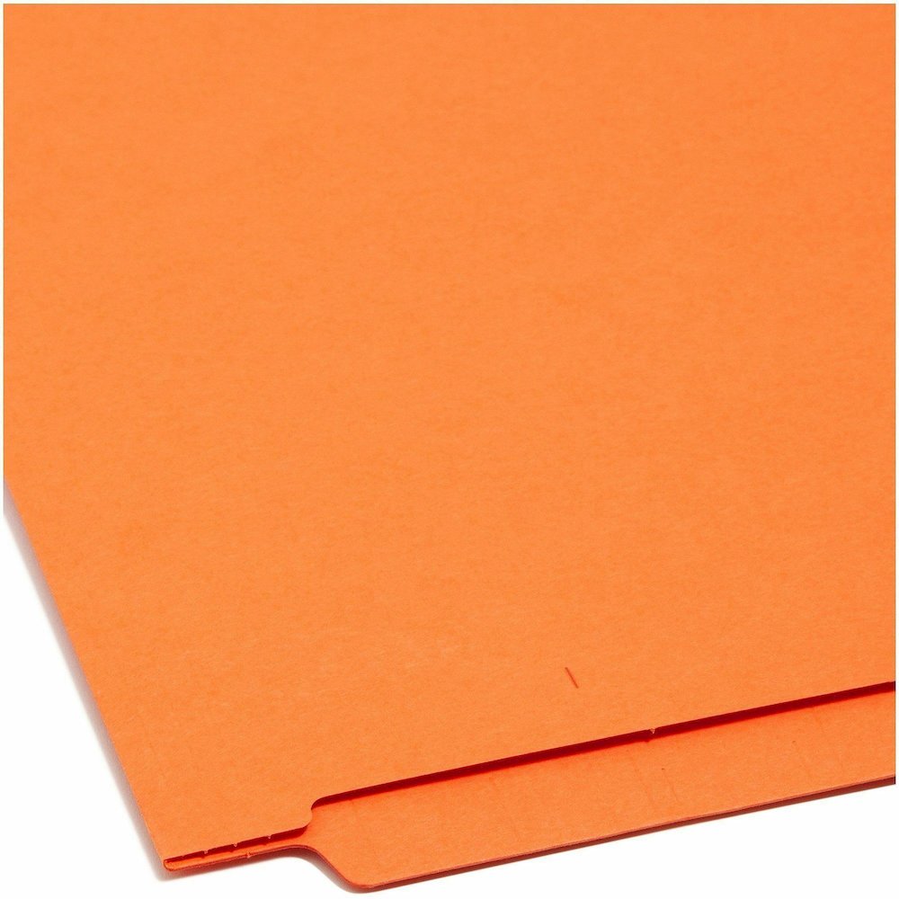 Smead Shelf-Master Straight Tab Cut Letter Recycled End Tab File Folder - 8 1/2" x 11" - 3/4" Expansion - 11 pt. - 2 Plys - Orange - Heavy Duty, Reinforced Tab - 10% Recycled - 100 / Box. Picture 10