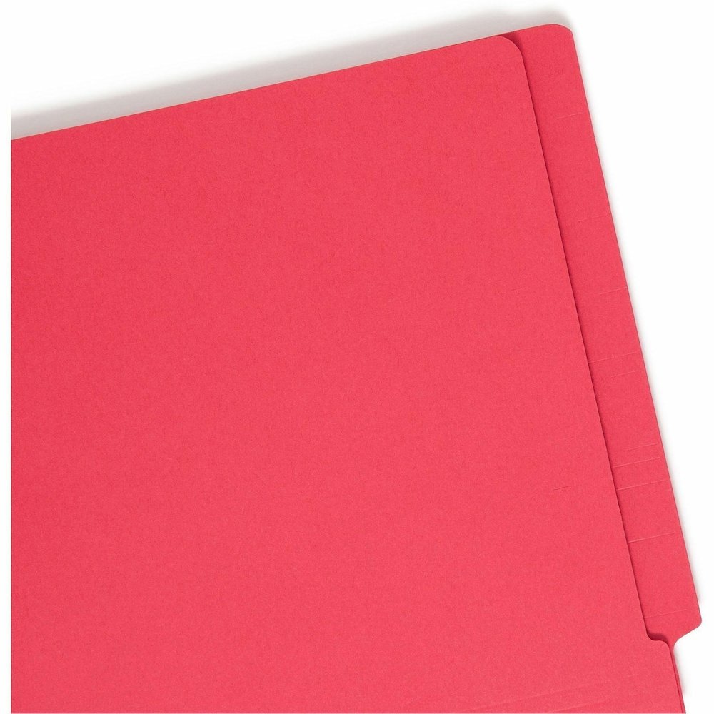 Smead Shelf-Master Straight Tab Cut Letter Recycled Fastener Folder - 8 1/2" x 11" - 3/4" Expansion - 2 x 2B Fastener - 2" for Folder - End Tab Location - 11 pt. - 2 Plys - Red - Heavyweight - 10% Rec. Picture 9