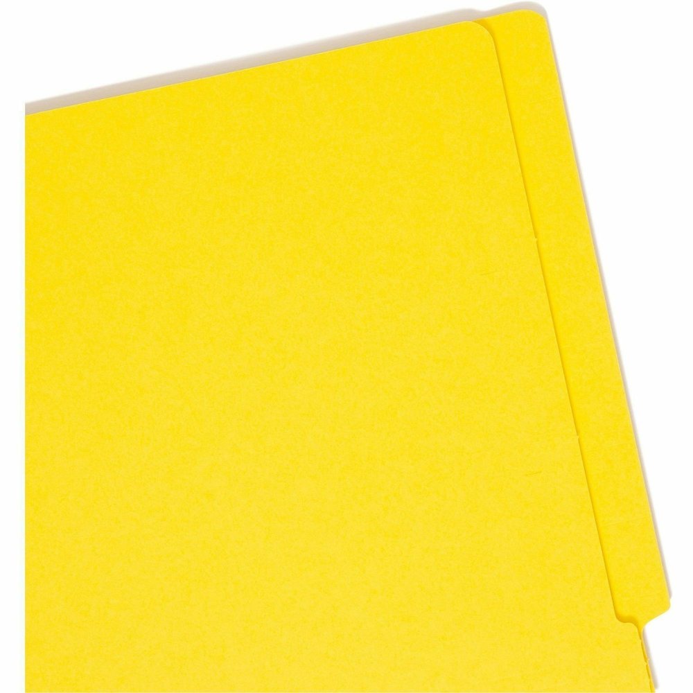 Smead Colored Straight Tab Cut Letter Recycled Fastener Folder - 8 1/2" x 11" - 3/4" Expansion - 2 x 2B Fastener - 2" for Folder - End Tab Location - 11 pt. - 2 Plys - Yellow - Heavyweight - 10% Recyc. Picture 9