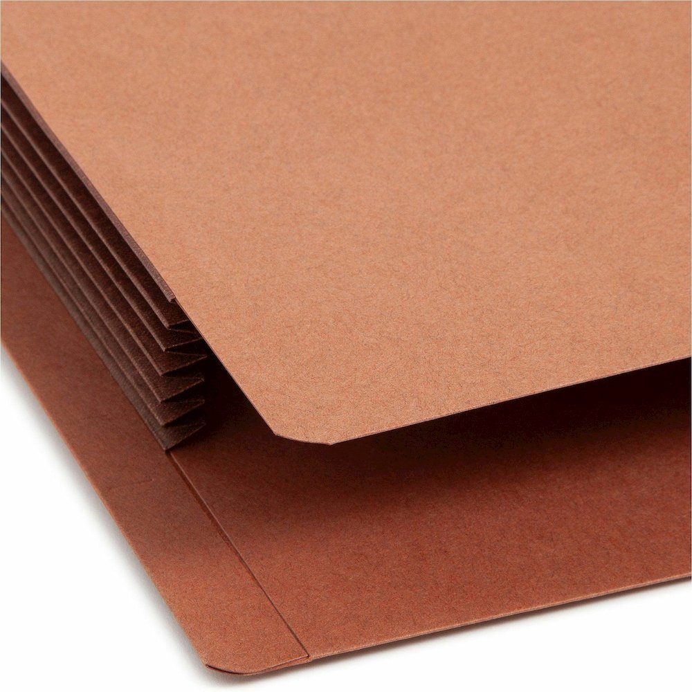 Smead Straight Tab Cut Letter Recycled File Pocket - 8 1/2" x 11" - 5 1/4" Expansion - 12.5 pt. - 2 Plys - Dark Brown - Embossed, Tear Resistant - 30% Recycled - 10 / Box. Picture 8