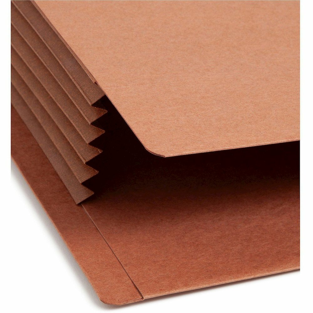 Smead TUFF Straight Tab Cut Letter Recycled File Pocket - 8 1/2" x 11" - 5 1/4" Expansion - 16.5 pt. - 2 Plys - Redrope - Rip Resistant, Tear Resistant, Reinforced Tab, Heavyweight Cover - 30% Recycle. Picture 11