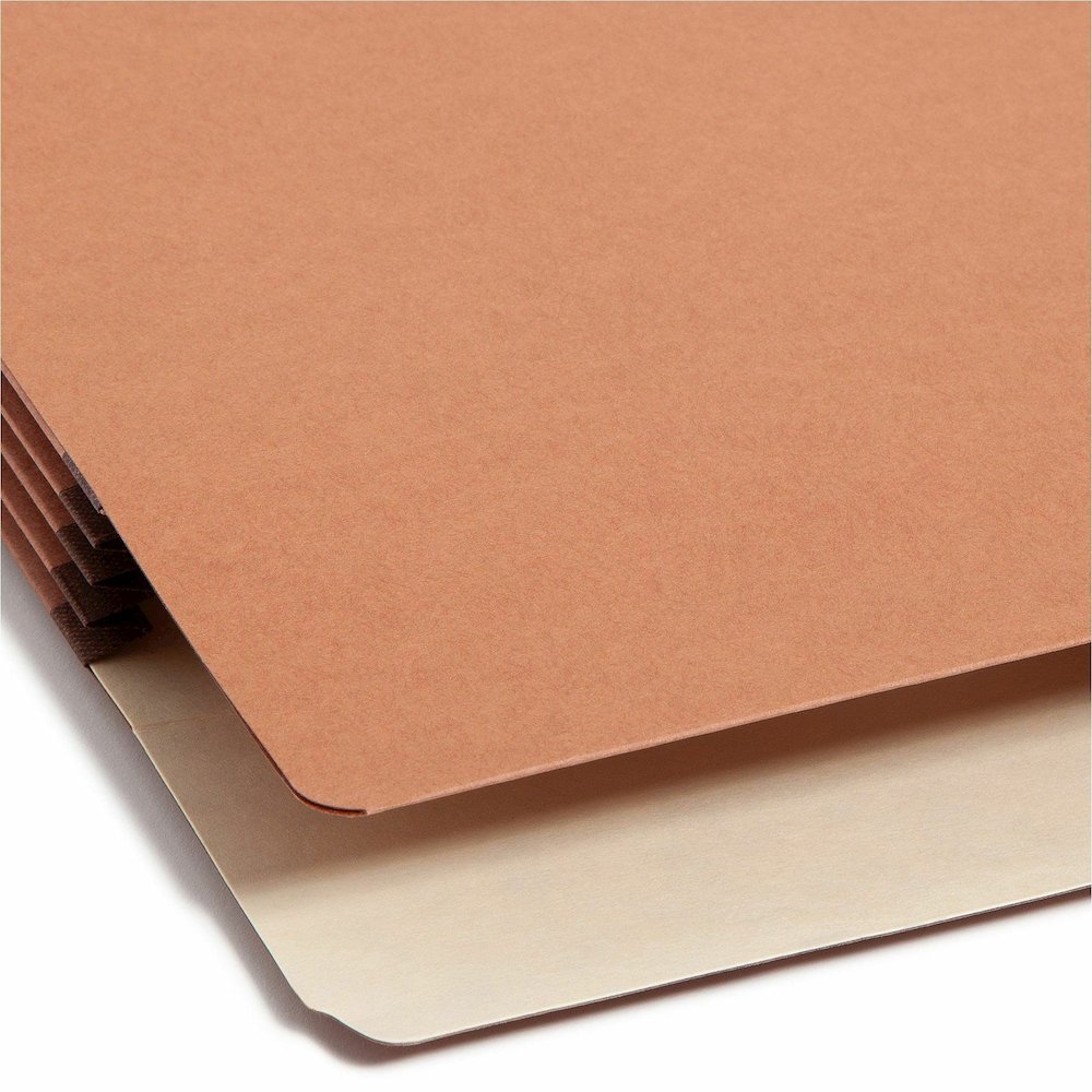 Smead 2/5 Tab Cut Legal Recycled File Pocket - 8 1/2" x 14" - 3 1/2" Expansion - Right Tab Position - 9 pt. - Redrope - Tear Resistant, Reinforced Gusset, Durable - 30% Recycled - 25 / Box. Picture 8