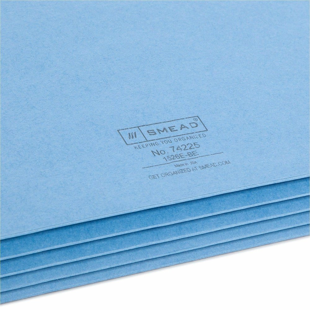 Smead Straight Tab Cut Legal Recycled File Pocket - 8 1/2" x 14" - 3 1/2" Expansion - Top Tab Location - Blue - Tear Resistant - 10% Recycled - 1 Each. Picture 9