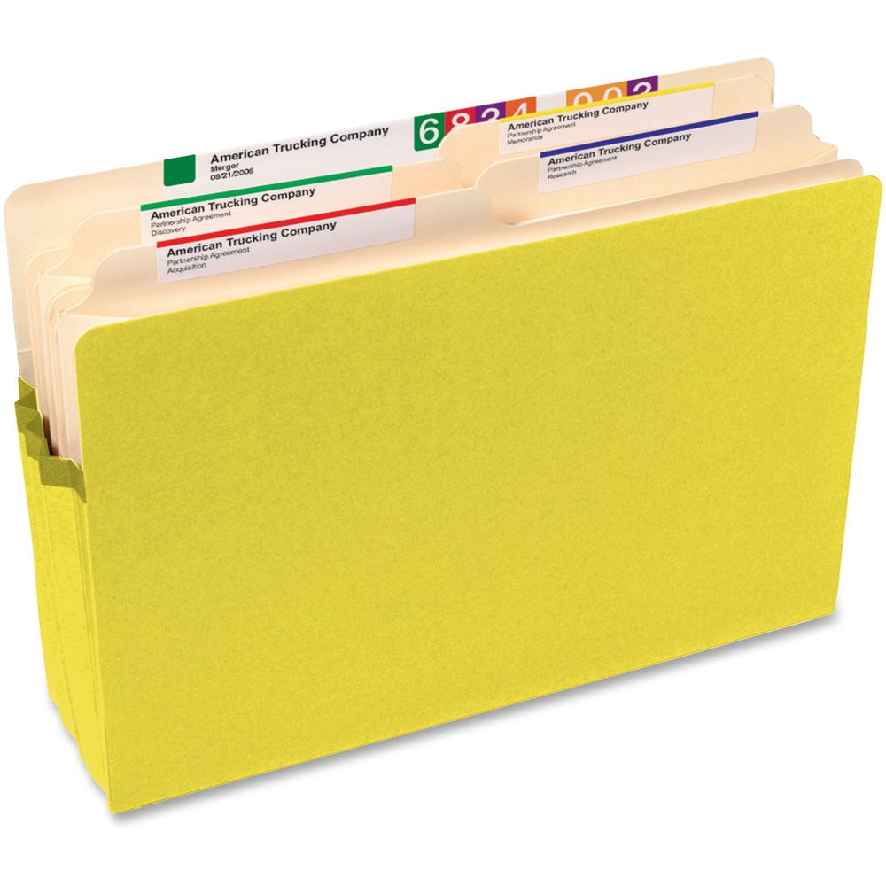 Smead Straight Tab Cut Legal Recycled File Pocket - 8 1/2" x 14" - 3 1/2" Expansion - Top Tab Location - Yellow - Tear Resistant - 10% Recycled - 1 Each. Picture 9