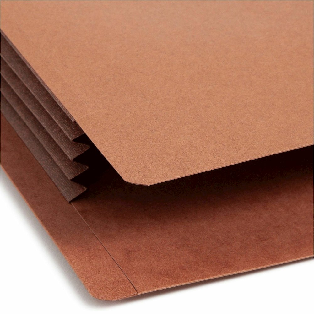Smead Straight Tab Cut Legal Recycled File Pocket - 8 1/2" x 14" - 3 1/2" Expansion - 1 Pocket - End Tab Location - Top Tab Position - 2 Plys - Dark Brown - Tear Resistant - 30% Recycled - 10 / Box. Picture 9