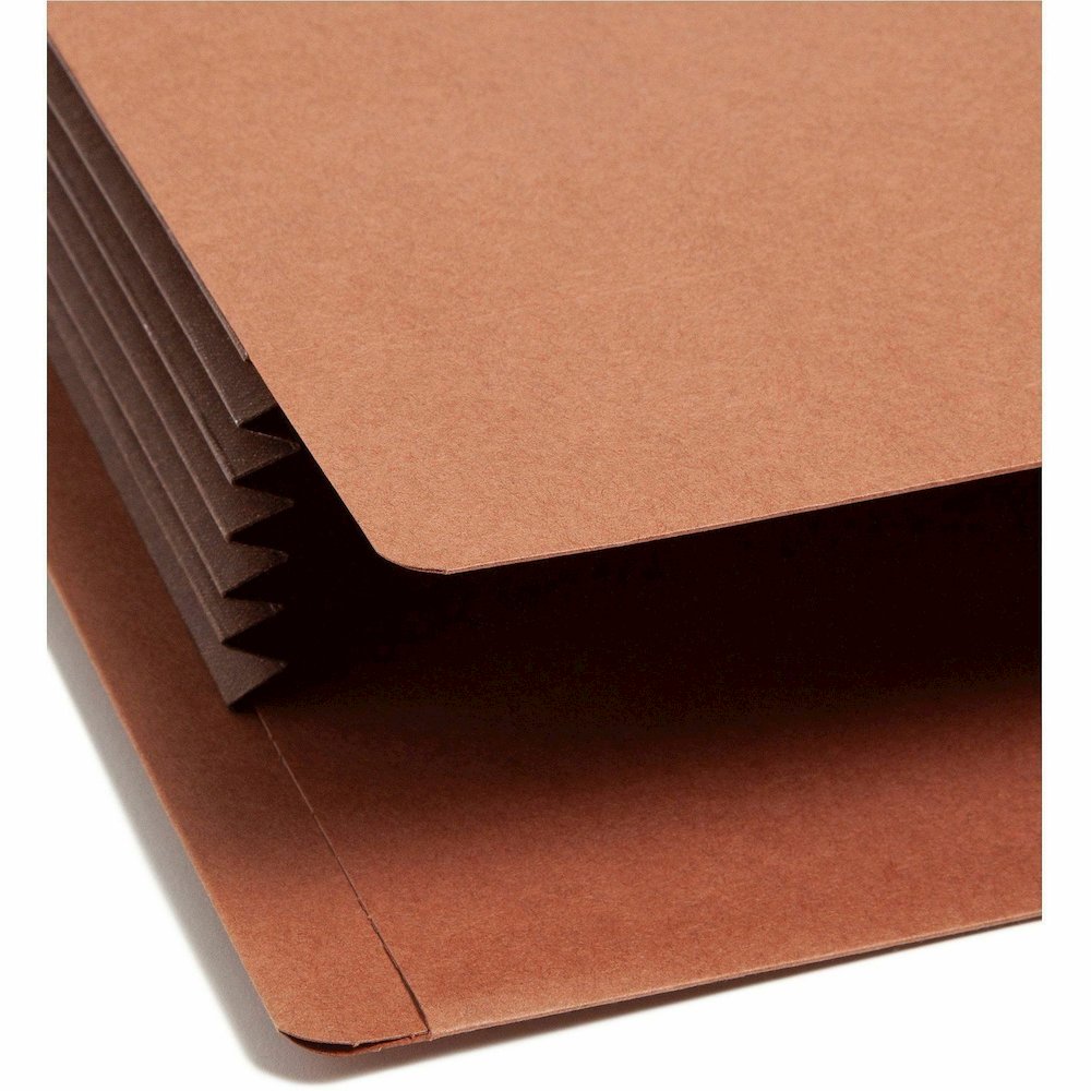 Smead Straight Tab Cut Legal Recycled File Pocket - 8 1/2" x 14" - 5 1/4" Expansion - End Tab Location - 12.5 pt. - 2 Plys - Dark Brown - Embossed - 30% Recycled - 10 / Box. Picture 12