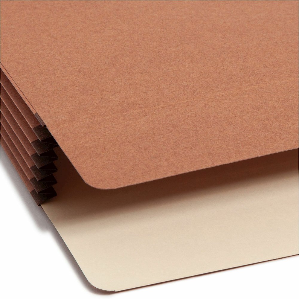 Smead Straight Tab Cut Legal Recycled File Pocket - 8 1/2" x 14" - 5 1/4" Expansion - 12.5 pt. - Redrope - Tear Proof, Reinforced Gusset, Rounded Corner - 30% Recycled - 50 / Box. Picture 8