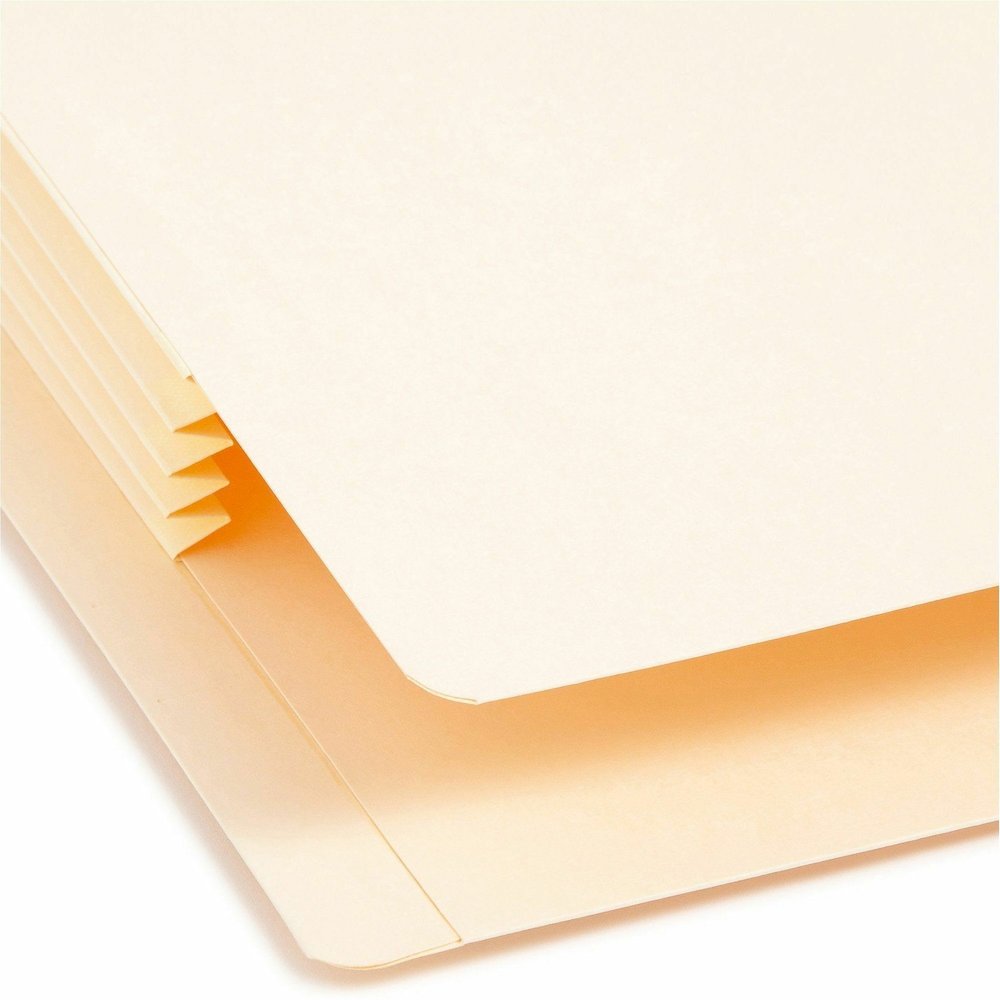 Smead Straight Tab Cut Letter Recycled File Pocket - 8 1/2" x 11" - 3 1/2" Expansion - 2 Plys - Manila - Embossed - 10% Recycled - 25 / Box. Picture 7