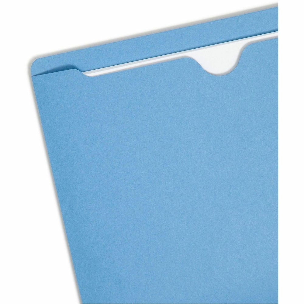 Smead Colored Straight Tab Cut Letter Recycled File Jacket - 8 1/2" x 11" - 11 pt. - 2 Plys - Blue - Slip Resistant, Reinforced Tab - 10% Recycled - 100 / Box. Picture 11