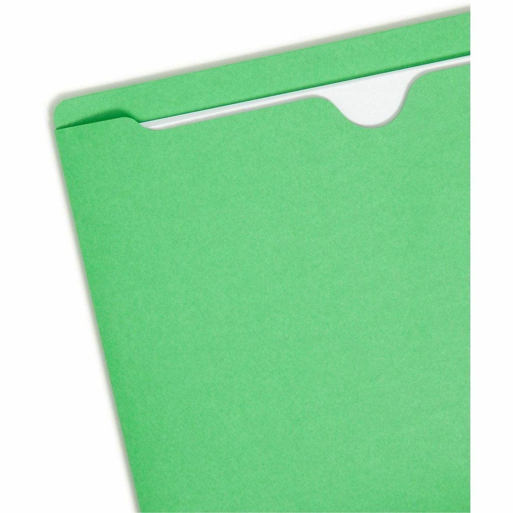 Smead Colored Straight Tab Cut Letter Recycled File Jacket - 8 1/2" x 11" - 11 pt. - 2 Plys - Green - Slip Resistant, Reinforced Tab - 10% Recycled - 100 / Box. Picture 11