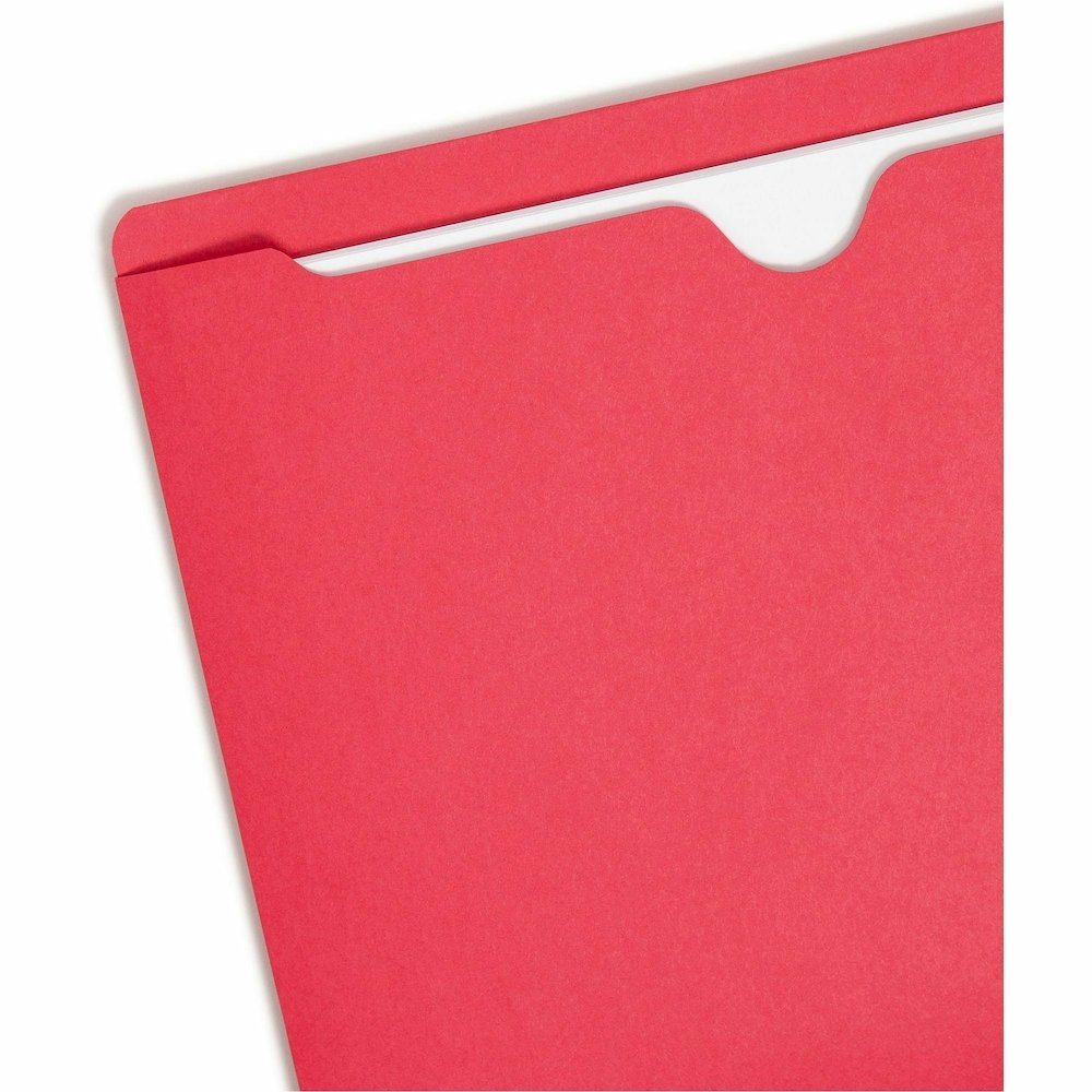 Smead Colored Straight Tab Cut Letter Recycled File Jacket - 8 1/2" x 11" - 11 pt. - 2 Plys - Red - Slip Resistant, Reinforced Tab - 10% Recycled - 100 / Box. Picture 12