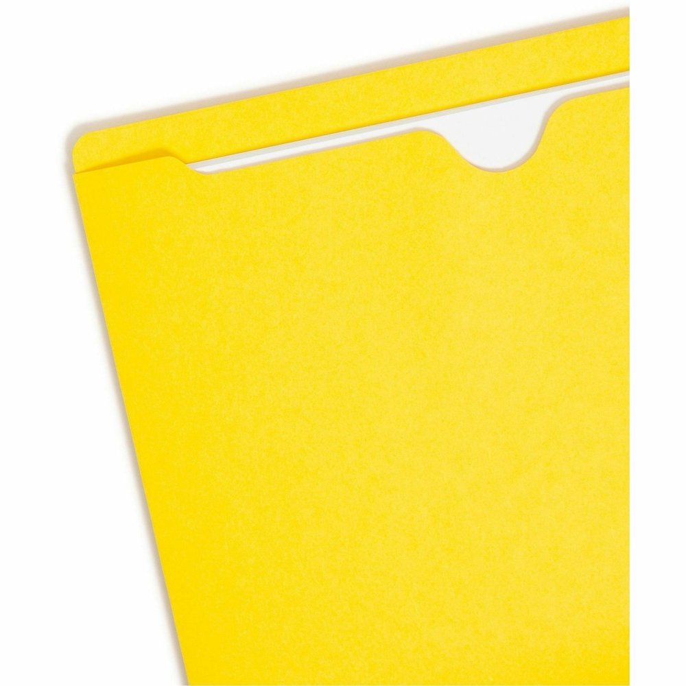 Smead Colored Straight Tab Cut Letter Recycled File Jacket - 8 1/2" x 11" - 11 pt. - 2 Plys - Yellow - Slip Resistant, Reinforced Tab - 10% Recycled - 100 / Box. Picture 11