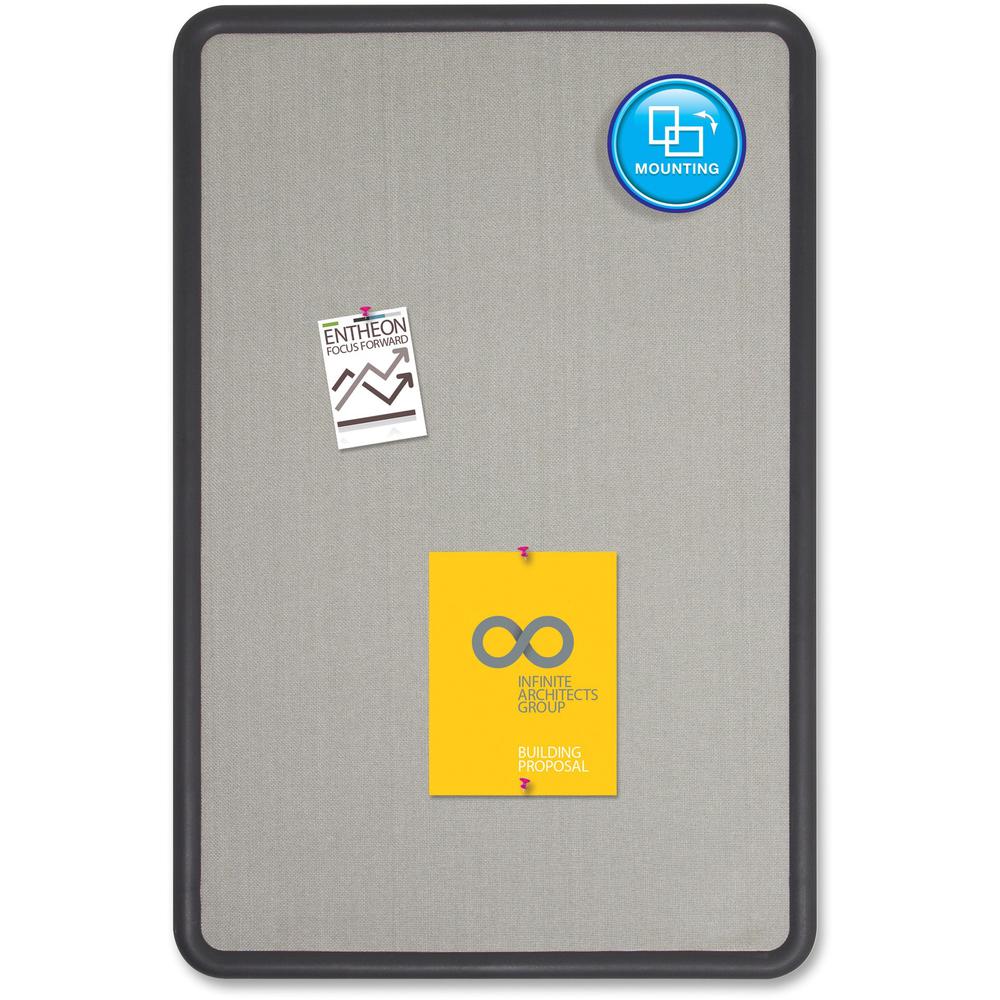 Quartet Contour Bulletin Board - 36" Height x 48" Width - Gray Fabric Surface - Durable, Self-healing - Black Frame - 1 Each. Picture 6