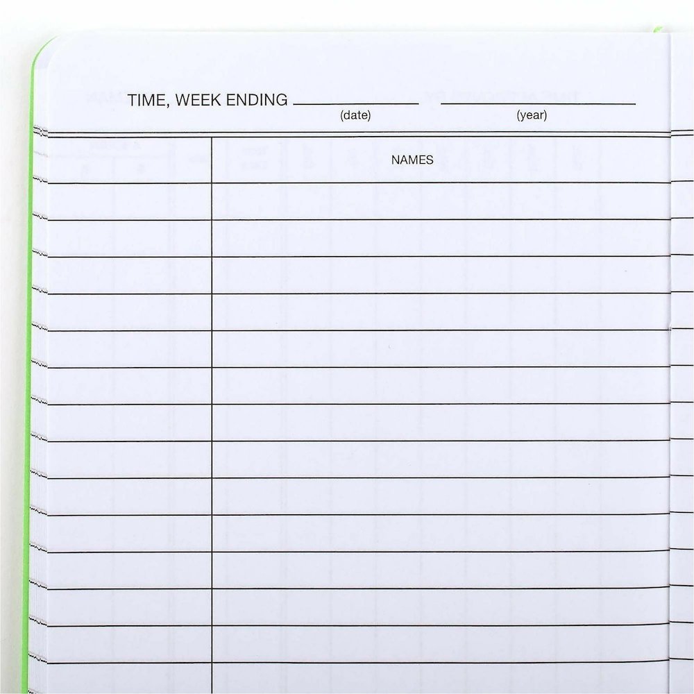 Wilson Jones Foreman's Time Book - Cloth Bound - 4.13" x 6.75" Sheet Size - White Sheet(s) - Green Cover - 1 Each. Picture 8