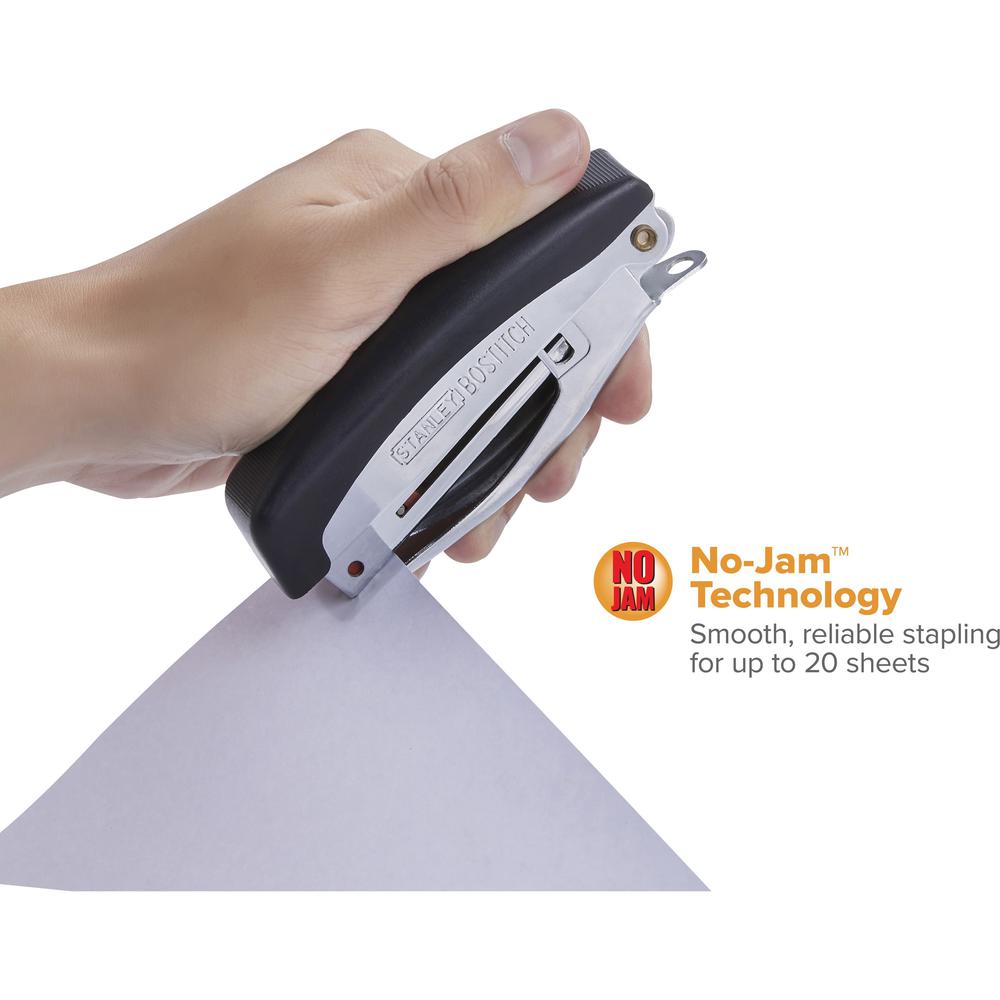 Bostitch Deluxe Hand-held Stapler - 20 of 20lb Paper Sheets Capacity - 105 Staple Capacity - Half Strip - 1/4" Staple Size - 1 Each - Chrome. Picture 8