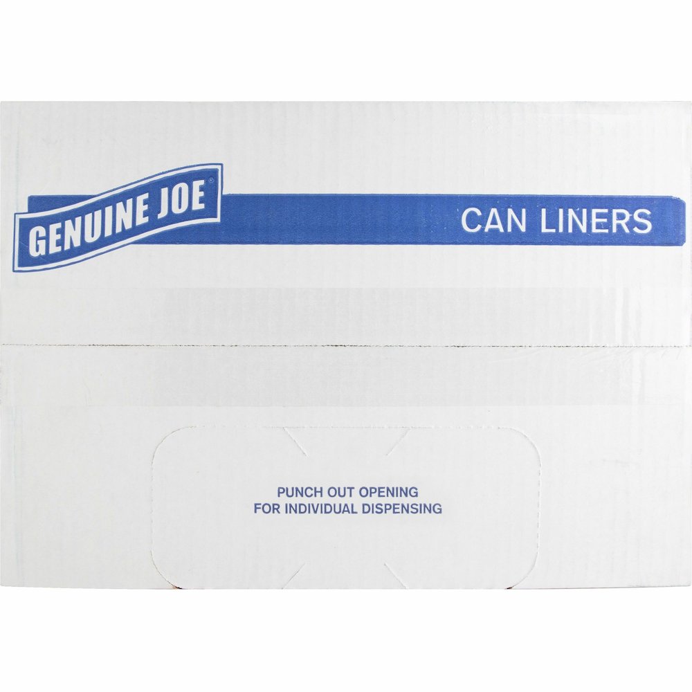 Genuine Joe Heavy-Duty Trash Can Liners - Large Size - 45 gal Capacity - 46" Length x 39" Width x 1.50 mil (38 Micron) Thickness - Low Density - Black - 50/Box - 1 Carton. Picture 12