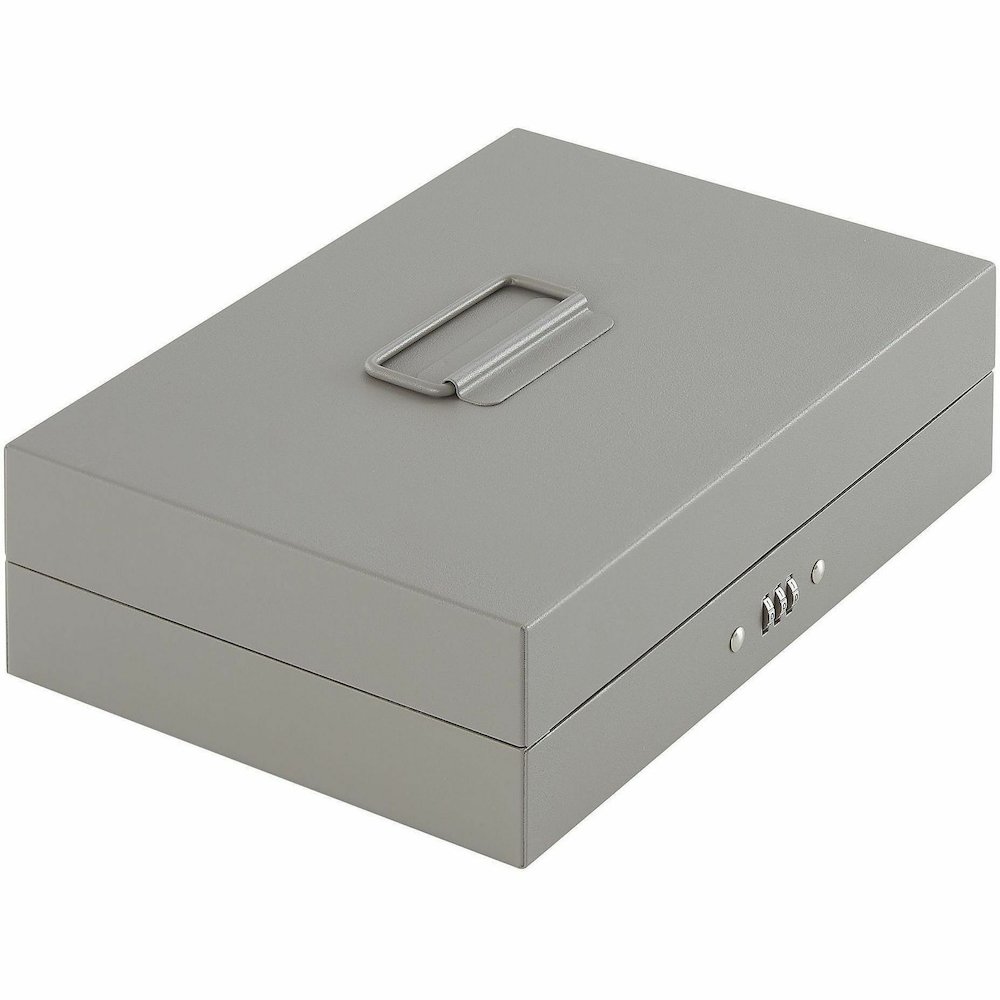 Sparco Steel Combination Lock Steel Cash Box - 6 Coin - Steel - Gray - 3.2" Height x 11.5" Width x 7.8" Depth. Picture 9