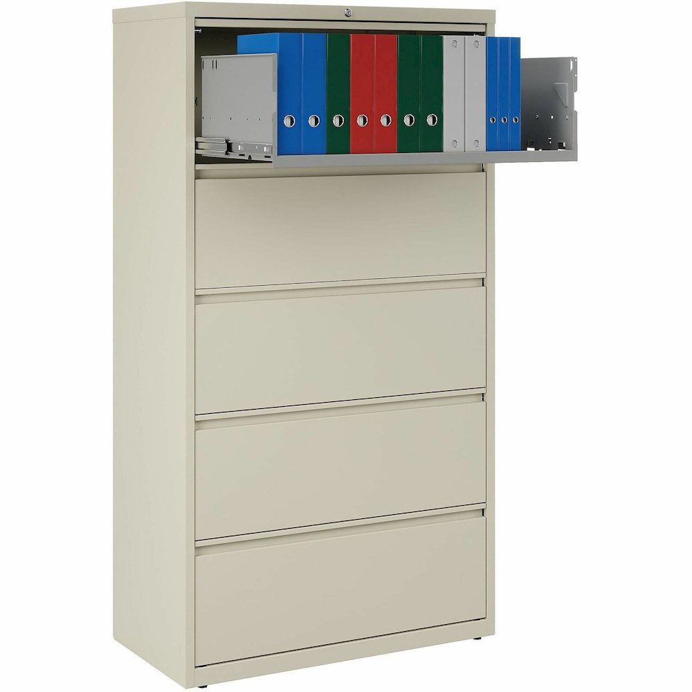 Lorell Fortress Series Lateral File - 36" Width x 18.6" Depth x 67.7" Height - 5 x Drawer(s) for File - Legal, Letter, A4 - Lateral - Rust Proof, Leveling Glide, Interlocking, Ball-bearing Suspension,. Picture 15