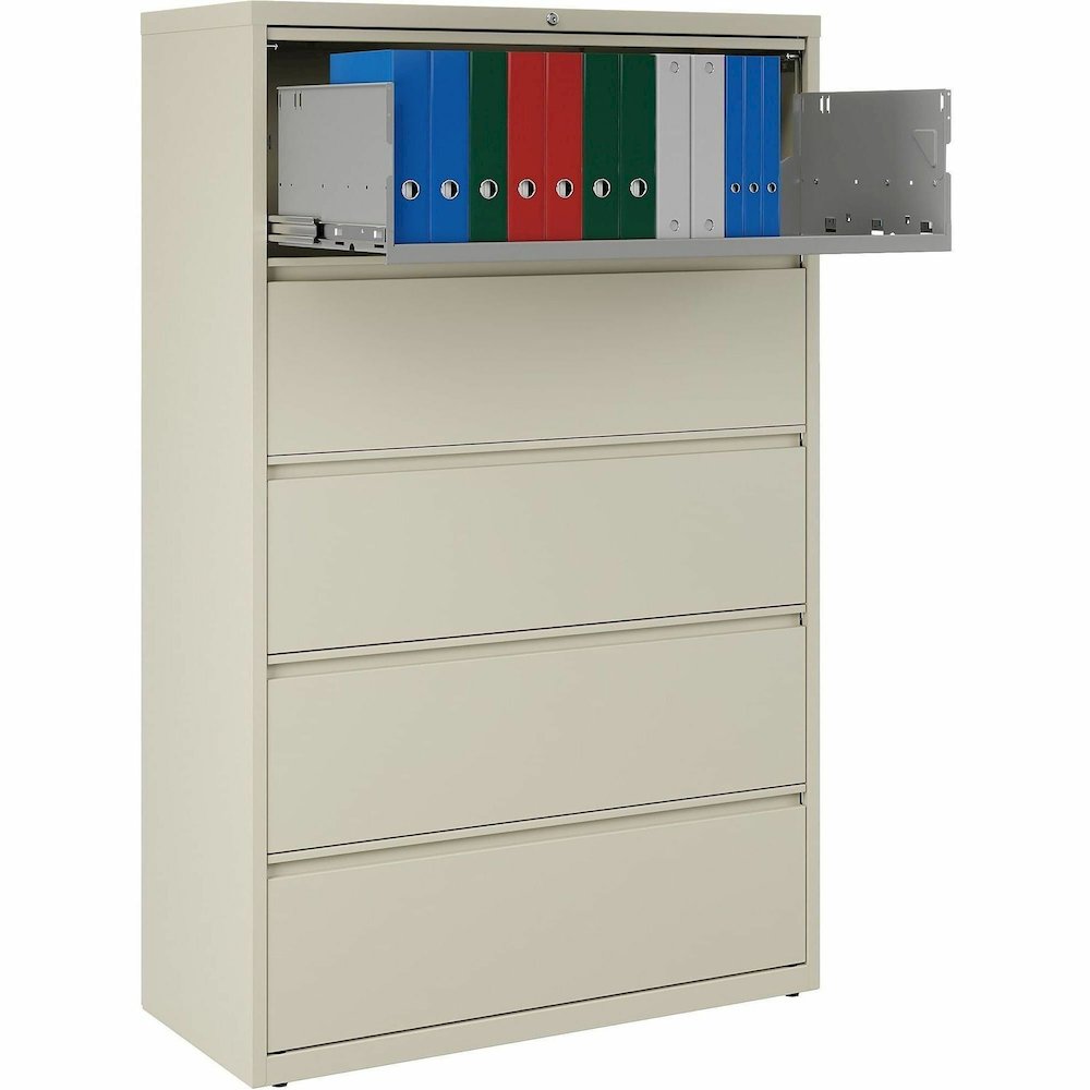 Lorell Fortress Series Interlocking System Lateral File - 42" Width x 18.6" Depth x 67.7" Height - 5 x Drawer(s) for File - Legal, Letter, A4 - Lateral - Rust Proof, Leveling Glide, Interlocking, Ball. Picture 15