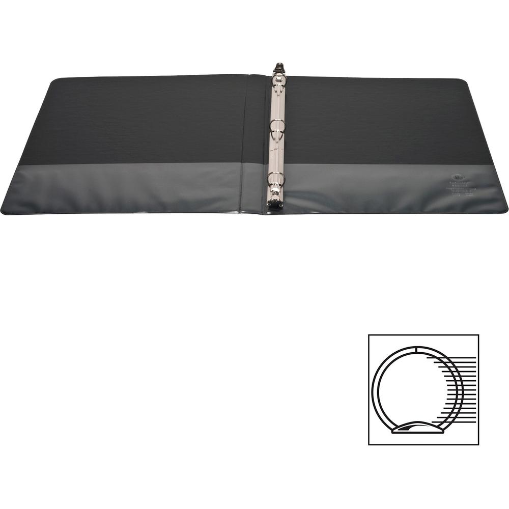 Business Source Round-ring View Binder - 1/2" Binder Capacity - Letter - 8 1/2" x 11" Sheet Size - 125 Sheet Capacity - Fastener: Round Ring - Pocket: 2, Internal - Polypropylene - Black - Wrinkle-fre. Picture 5
