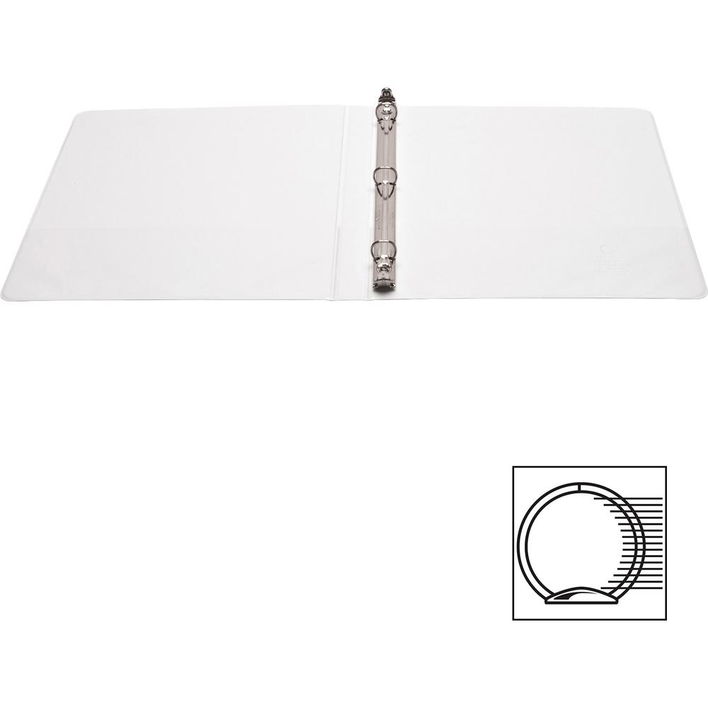 Business Source Round-ring View Binder - 1/2" Binder Capacity - Letter - 8 1/2" x 11" Sheet Size - 125 Sheet Capacity - Fastener: Round Ring - Pocket: 2, Internal - Polypropylene - White - Wrinkle-fre. Picture 2