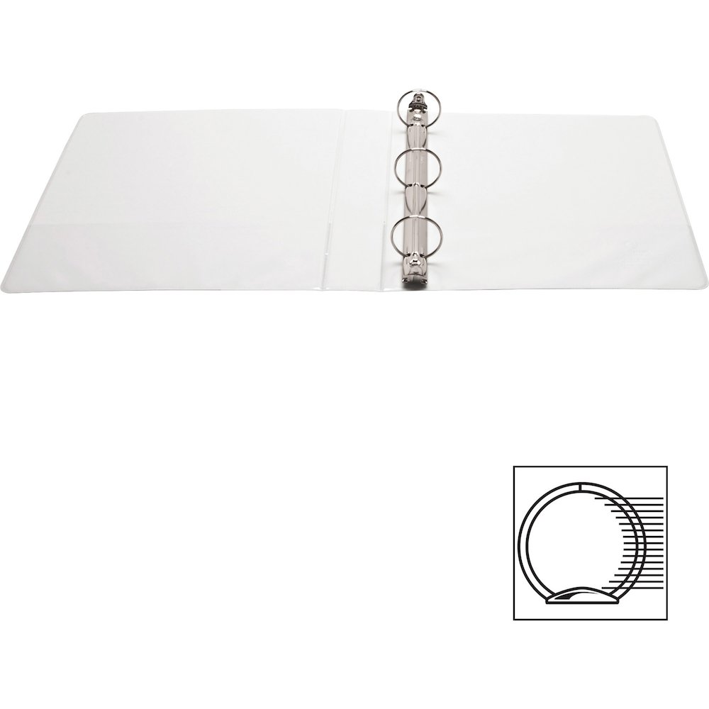 Business Source Round-ring View Binder - 1 1/2" Binder Capacity - Letter - 8 1/2" x 11" Sheet Size - 350 Sheet Capacity - Fastener: Round Ring - Pocket: 2, Internal - Polypropylene, Chipboard - White . Picture 14
