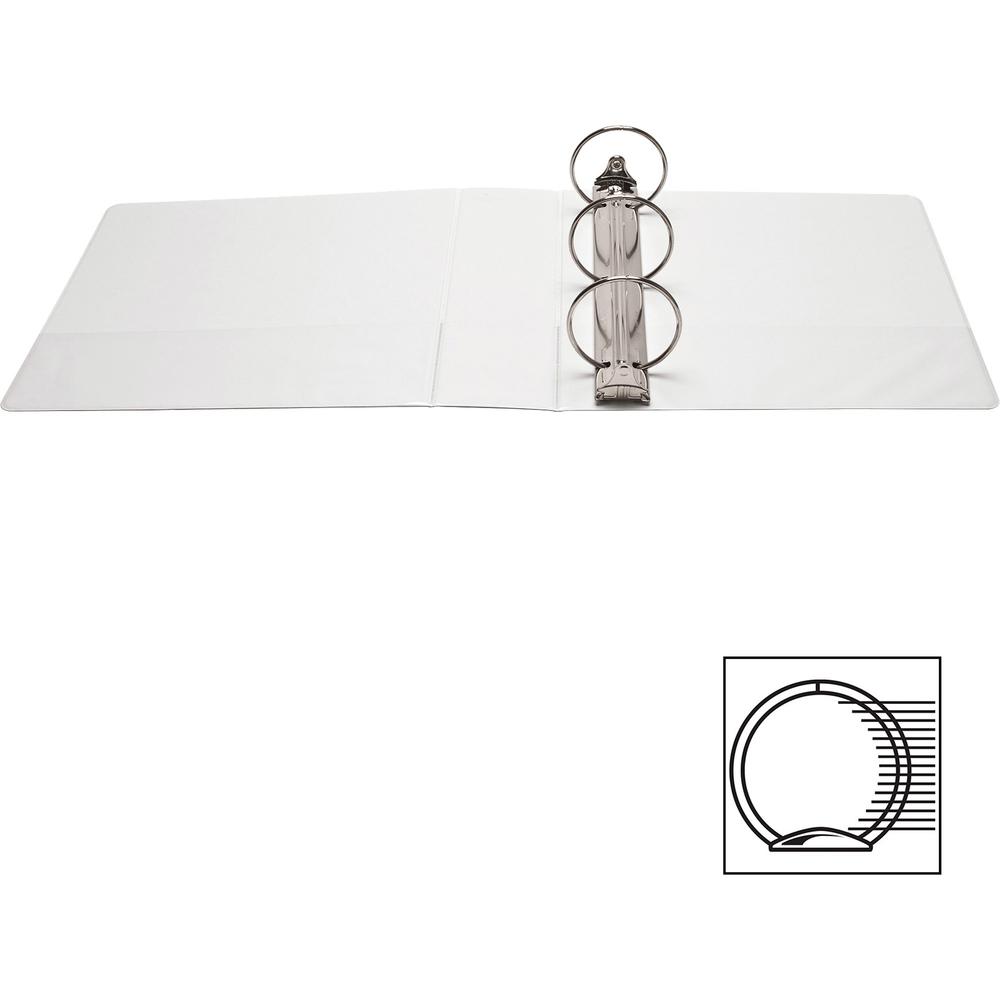 Business Source Round-ring View Binder - 3" Binder Capacity - Letter - 8 1/2" x 11" Sheet Size - 625 Sheet Capacity - Fastener: Round Ring - Pocket: 2, Internal - Polypropylene - White - Wrinkle-free,. Picture 7