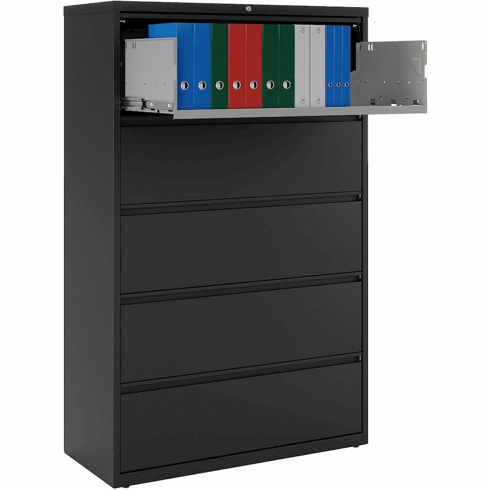 Lorell Fortress Series Lateral File - 42" Width x 18.6" Depth x 67.7" Height - 5 x Drawer(s) for File - Letter, Legal, A4 - Lateral - Interlocking, Label Holder, Leveling Glide, Ball-bearing Suspensio. Picture 15