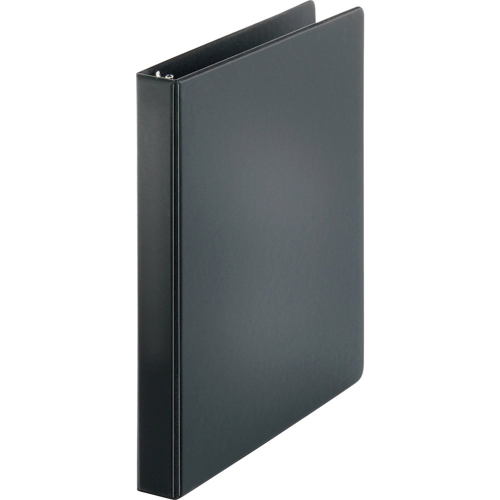 Business Source Basic Round-ring Binder - 1" Binder Capacity - Letter - 8 1/2" x 11" Sheet Size - 3 Ring - Fastener: Round Ring - Pocket: Inside Front & Back - Chipboard, Polypropylene - Black - 9.60 . Picture 8