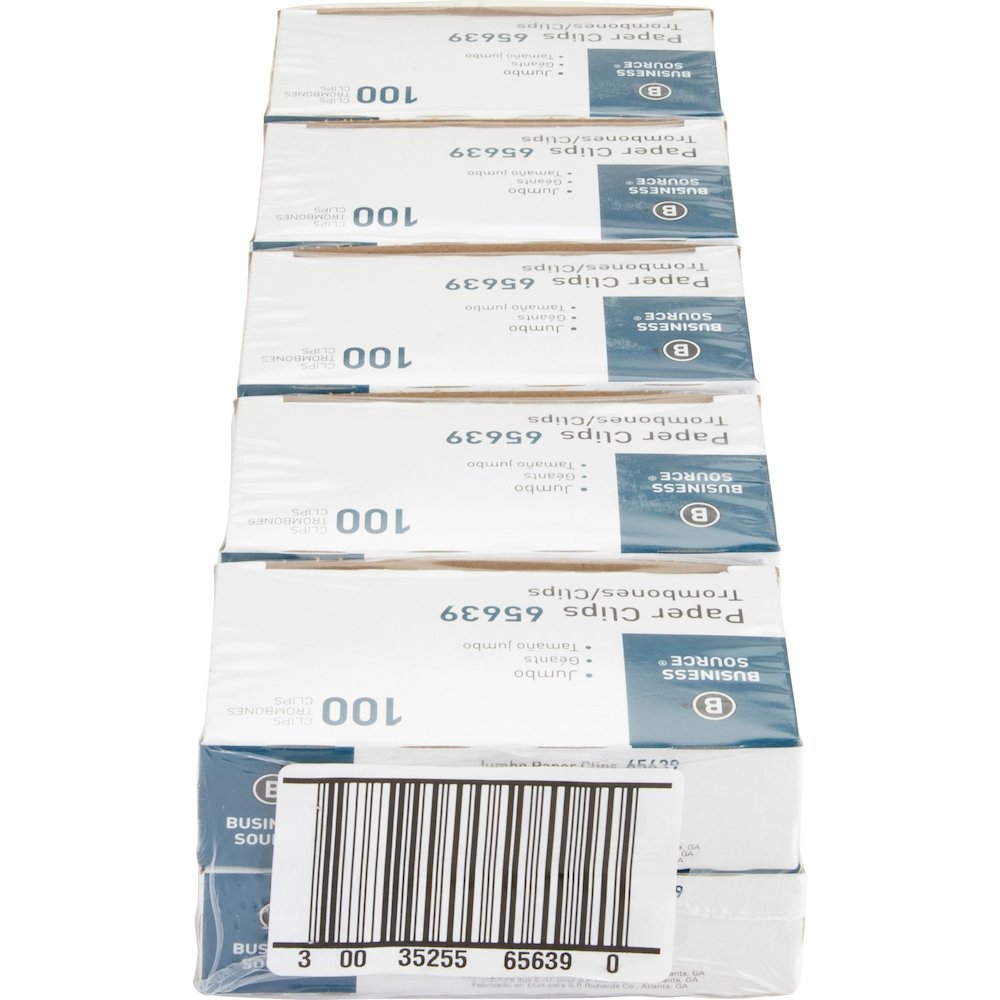 Business Source Paper Clips - Jumbo - Silver - Steel - 100/Box - 10 / Pack. Picture 10