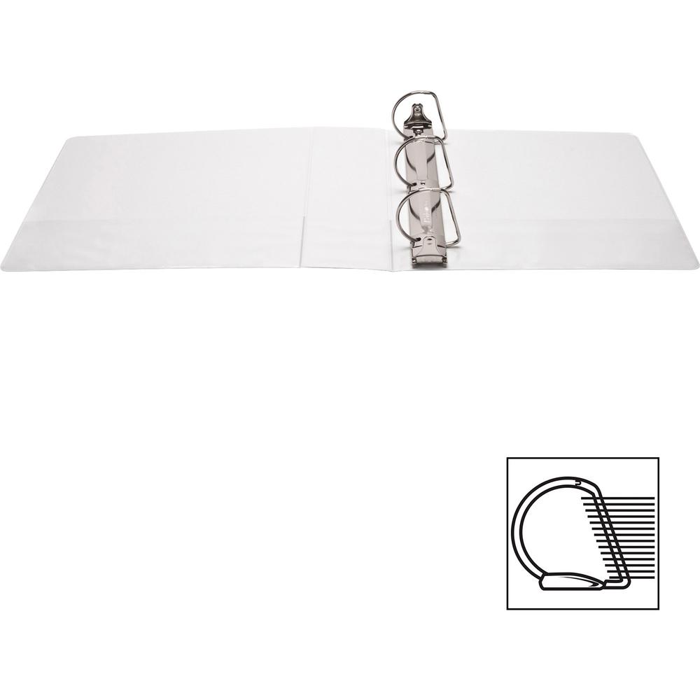 Business Source Basic D-Ring White View Binders - 3" Binder Capacity - Letter - 8 1/2" x 11" Sheet Size - Fastener: D-Ring - Polypropylene - White - 1.70 lb - No - Clear Overlay - 1 Each. Picture 7