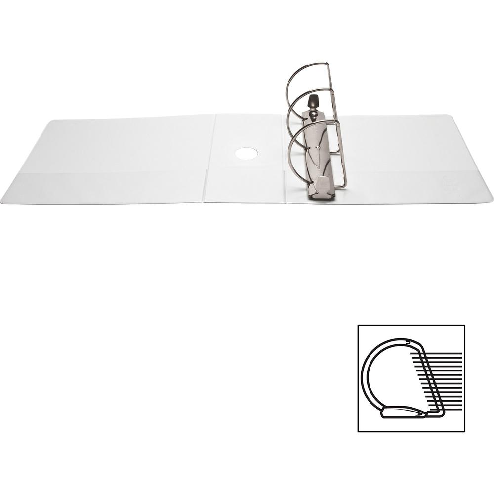 Business Source Basic D-Ring White View Binders - 5" Binder Capacity - Letter - 8 1/2" x 11" Sheet Size - Fastener: D-Ring - Polypropylene - White - 2.10 lb - No - Clear Overlay - 1 Each. Picture 4