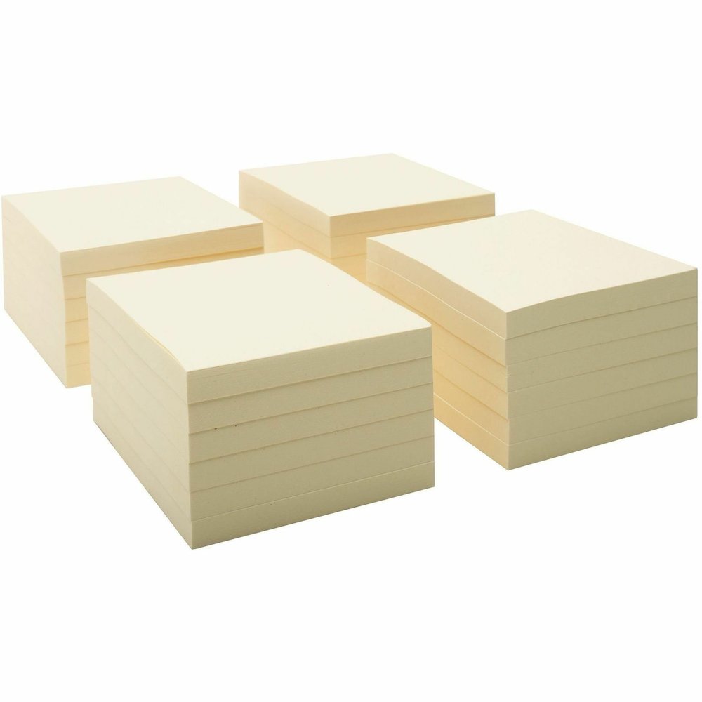 Business Source Yellow Repostionable Adhesive Notes - 3" Flag/Note Width x 3" Flag/Note Length - Square - Yellow - Repositionable, Solvent-free Adhesive - 24 / Pack. Picture 15