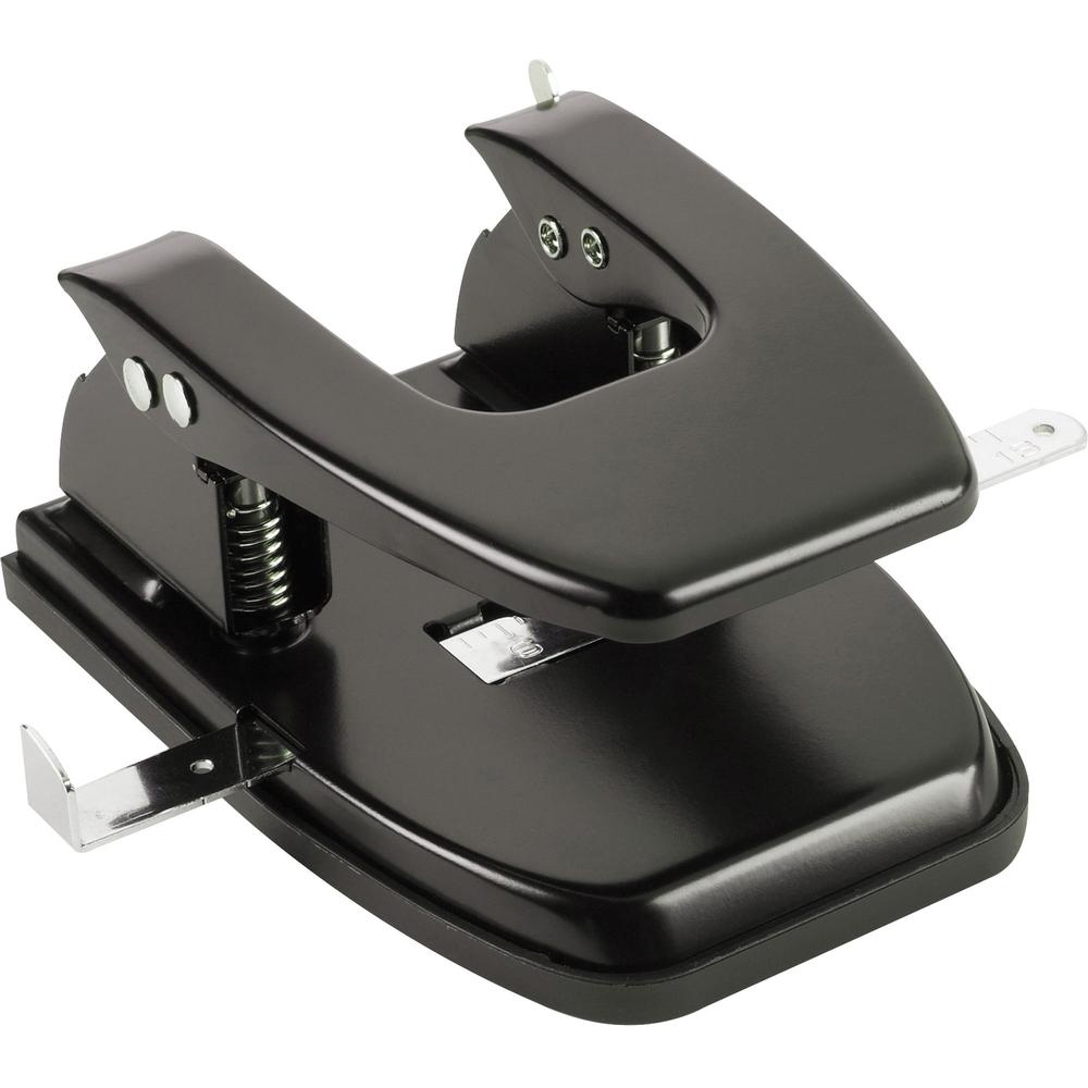 Business Source Heavy-duty 2-Hole Punch - 2 Punch Head(s) - 30 Sheet of 20lb Paper - 9/32" Punch Size - Round Shape - Steel, Rubber - Black. Picture 10