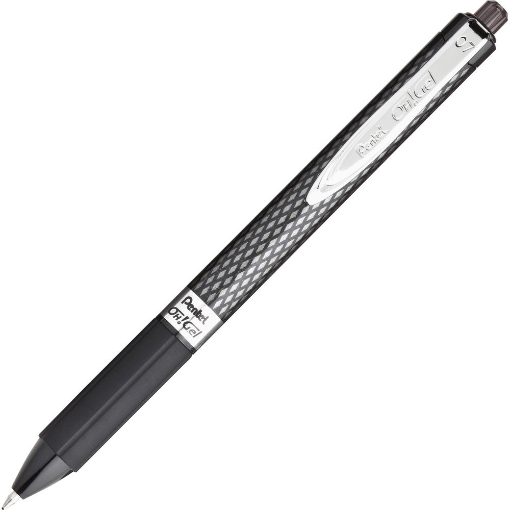 Pentel OH! Medium Point Gel Pens - Black Ink - Gel-based - Carbon Fiber Barrel - 1 Dozen. Picture 6
