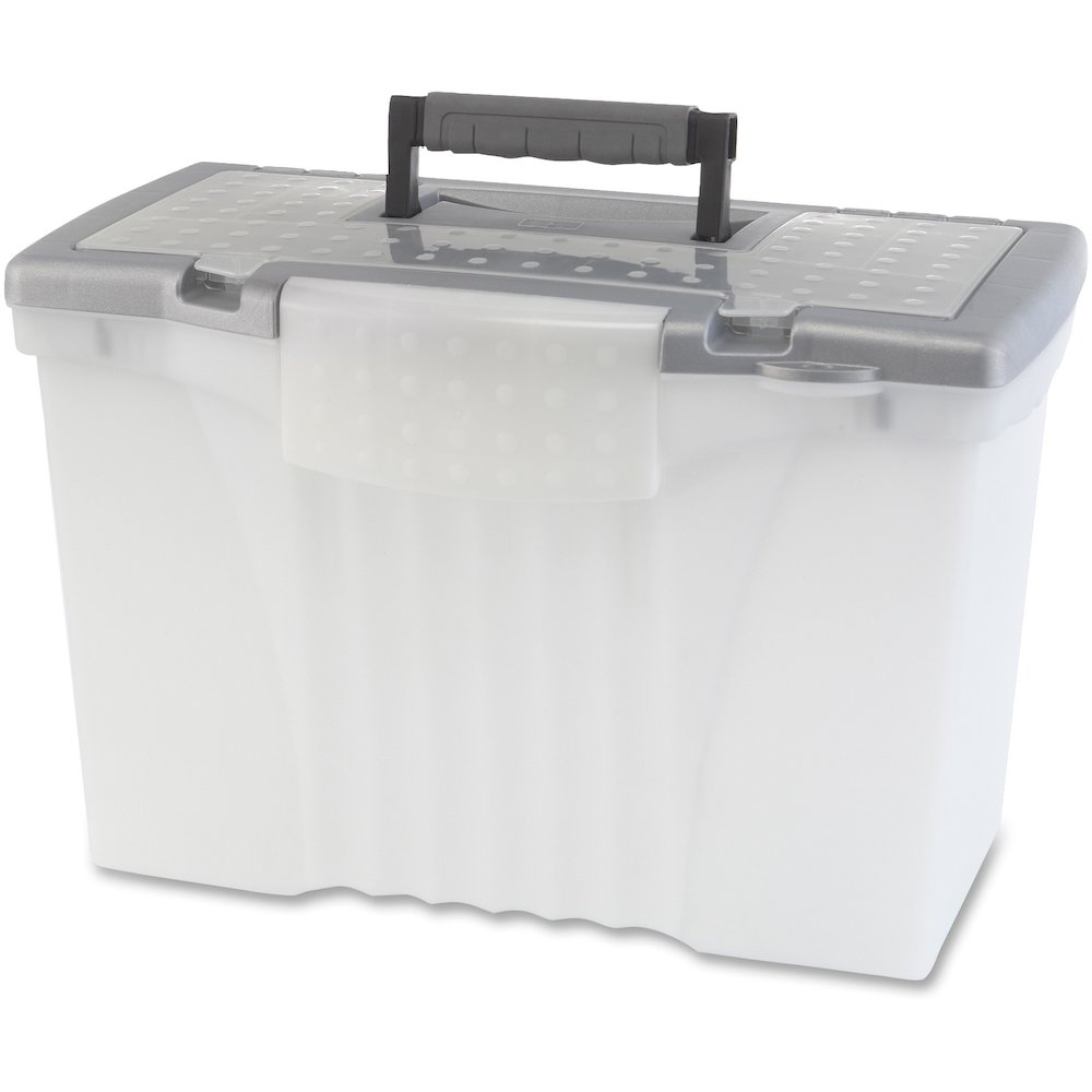 Storex Plastic Portable File Box - Internal Dimensions: 14.50" Width x 10.50" Depth x 12" Height - External Dimensions: 14.5" Width x 10.5" Depth x 12" Height - Media Size Supported: Letter, Legal - L. Picture 4