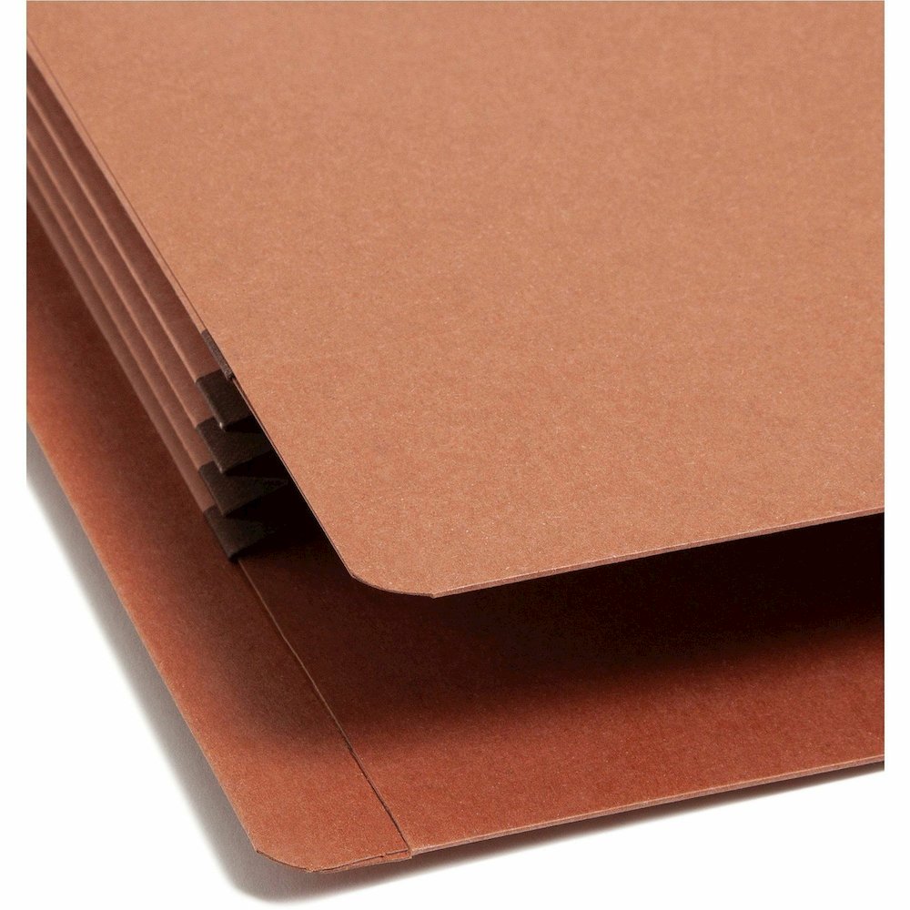 Smead Straight Tab Cut Legal Yes File Pocket - 8 1/2" x 14" - 3 1/2" Expansion - 2 Plys - Redrope - Tear Resistant Gusset - 100% Recycled - 25 / Box. Picture 13