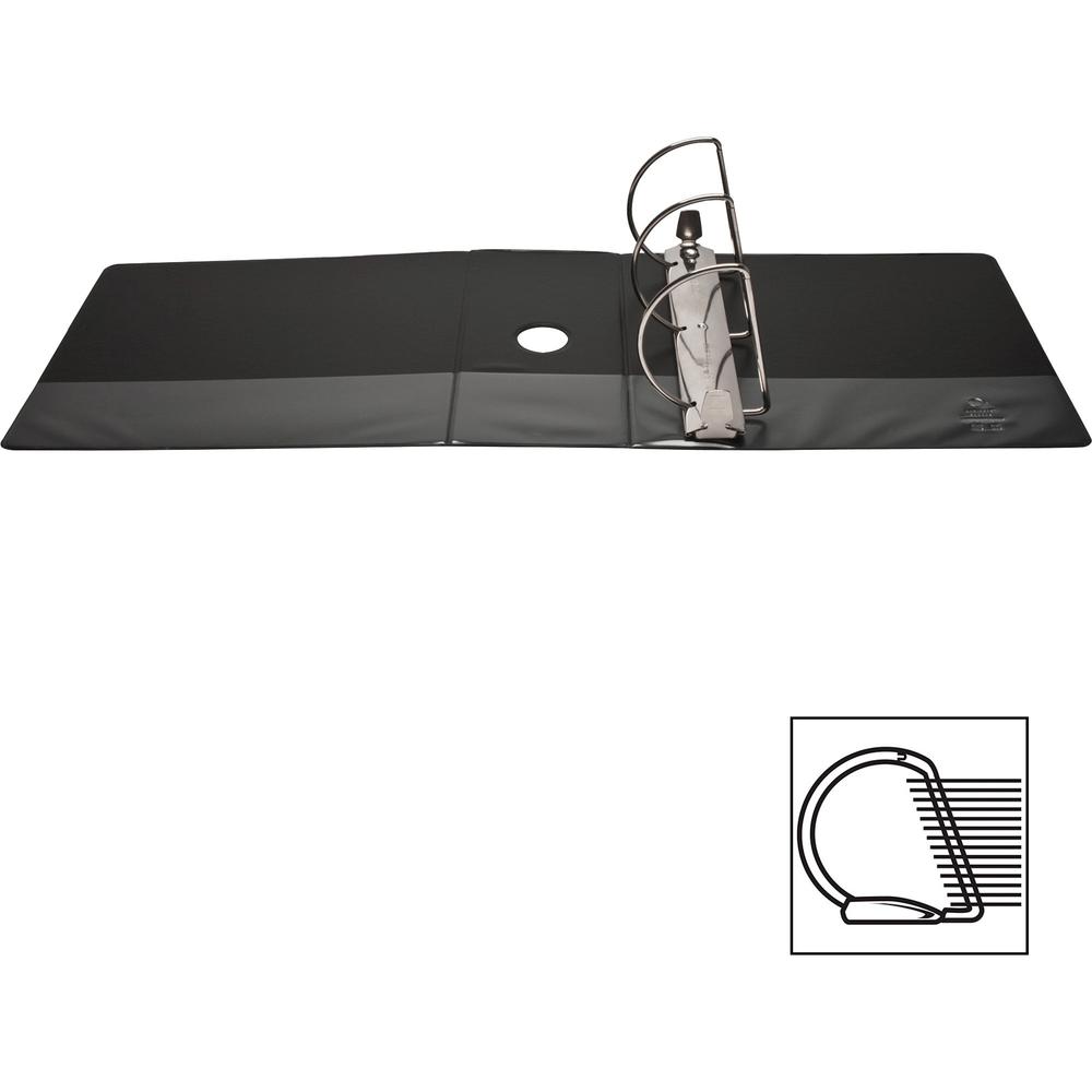 Business Source Basic D-Ring View Binders - 5" Binder Capacity - Letter - 8 1/2" x 11" Sheet Size - Fastener: D-Ring - Polypropylene - Black - No - Clear Overlay - 1 Each. Picture 7