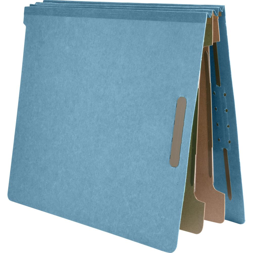 Nature Saver Letter Recycled Classification Folder - 8 1/2" x 11" - End Tab Location - 2 Divider - 25 pt. - Fiberboard - Blue - 100% Recycled - 10 / Box. Picture 4