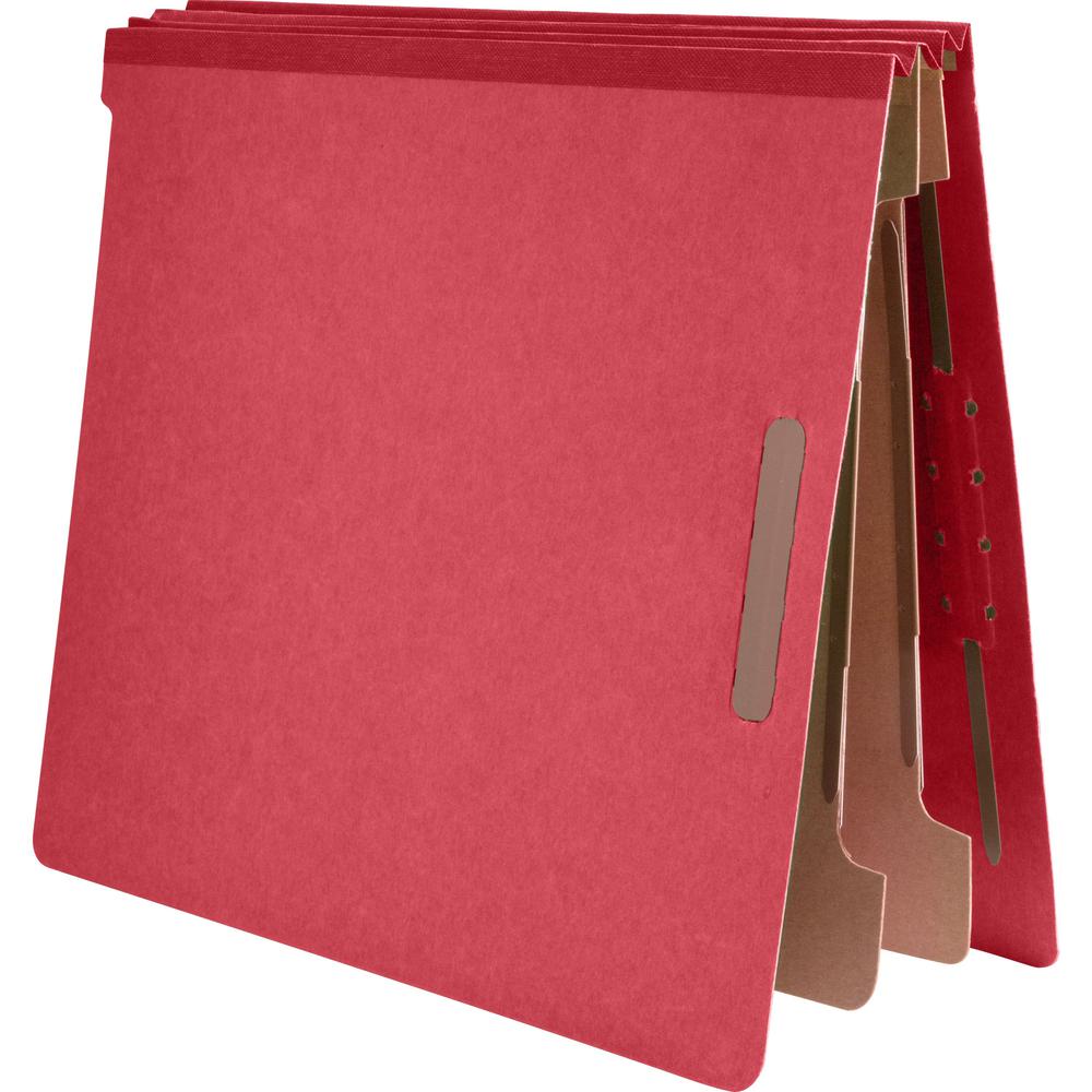 Nature Saver Letter Yes Classification Folder - 8 1/2" x 11" - End Tab Location - 2 Divider - 25 pt. - Fiberboard - Bright Red - 100% Recycled - 10 / Box. Picture 3