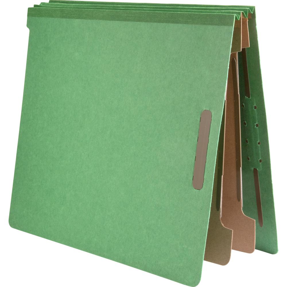Nature Saver Letter Yes Classification Folder - 8 1/2" x 11" - End Tab Location - 2 Divider - 25 pt. - Fiberboard - Green - 100% Recycled - 10 / Box. Picture 5