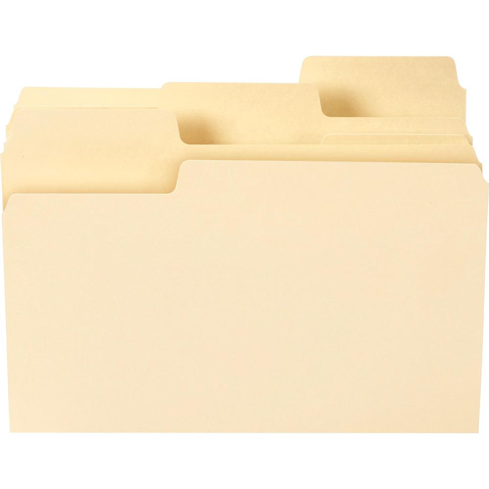 Smead SuperTab 1/3 Tab Cut Letter Recycled Top Tab File Folder - 8 1/2" x 11" - 3/4" Expansion - Top Tab Location - Assorted Position Tab Position - Manila - Manila - 10% Recycled - 50 / Box. Picture 9