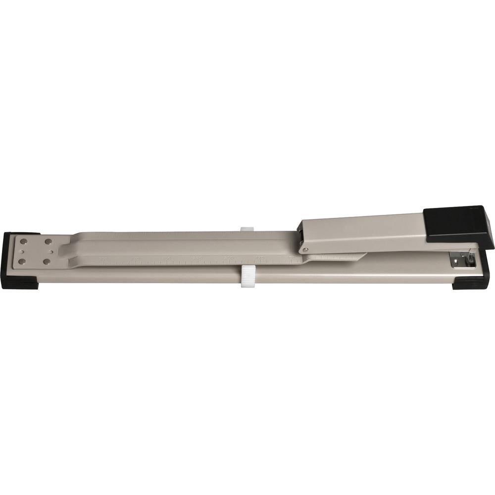 Business Source Long Reach Stapler - Staples Upto 20 Sheet of 20lb Paper - Holds Upto 210 Staple - Full Strip - Staple Size: 0.25" - 12" Throat Depth - Putty, Gray, Black - 1 Each. Picture 9