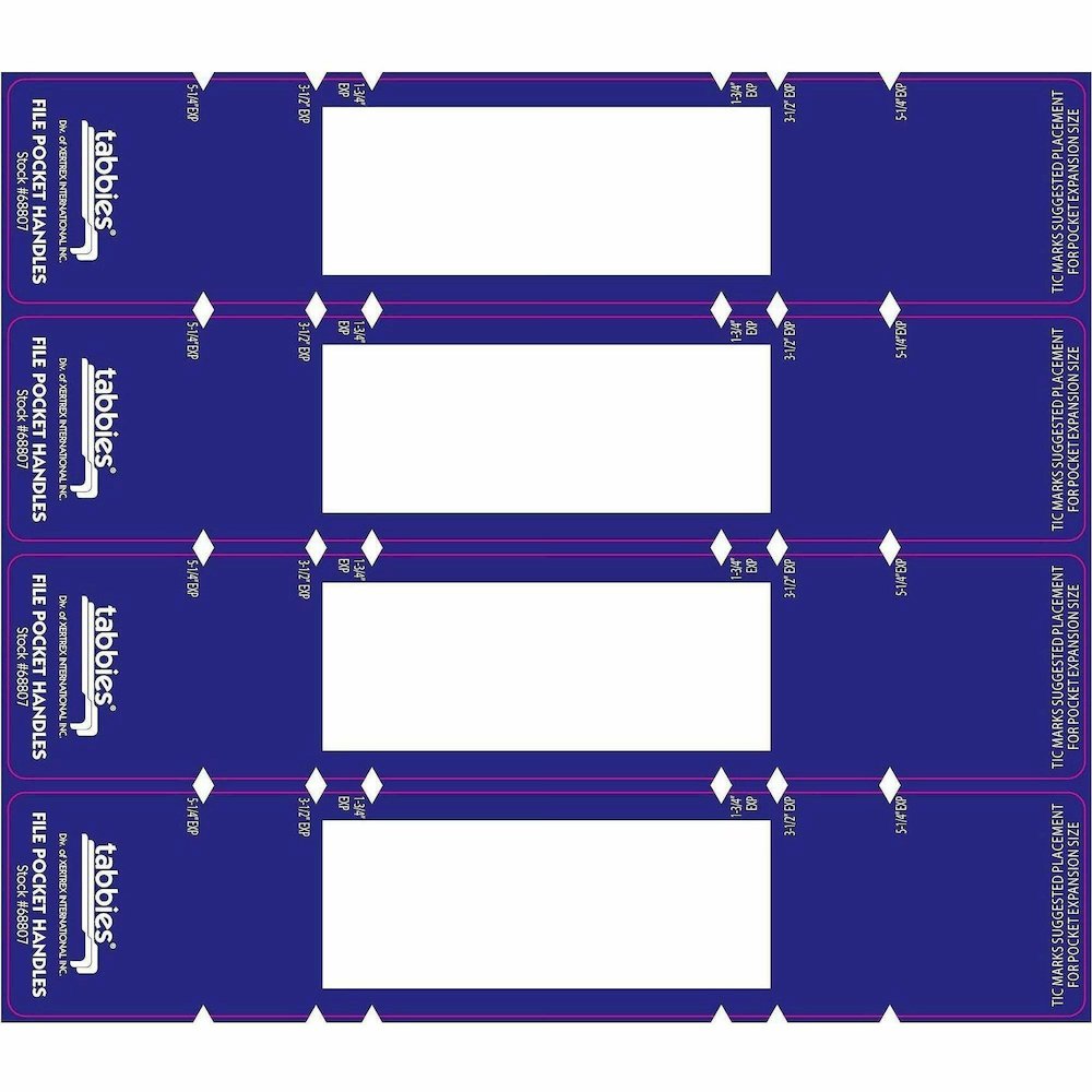 Tabbies File Pocket Handles - 2" Width x 9 5/8" Length - Dark Blue - Tyvek - 5 / Box. Picture 12