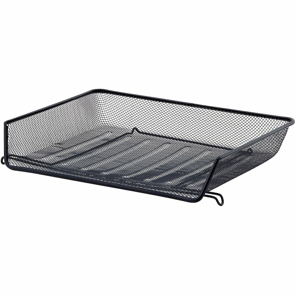 Lorell Side-loading Mesh Document Tray - 3" Height x 14.25" Width x 10.75" Depth - Stackable - Powder Coated - Black - Steel - 1 Set. Picture 17